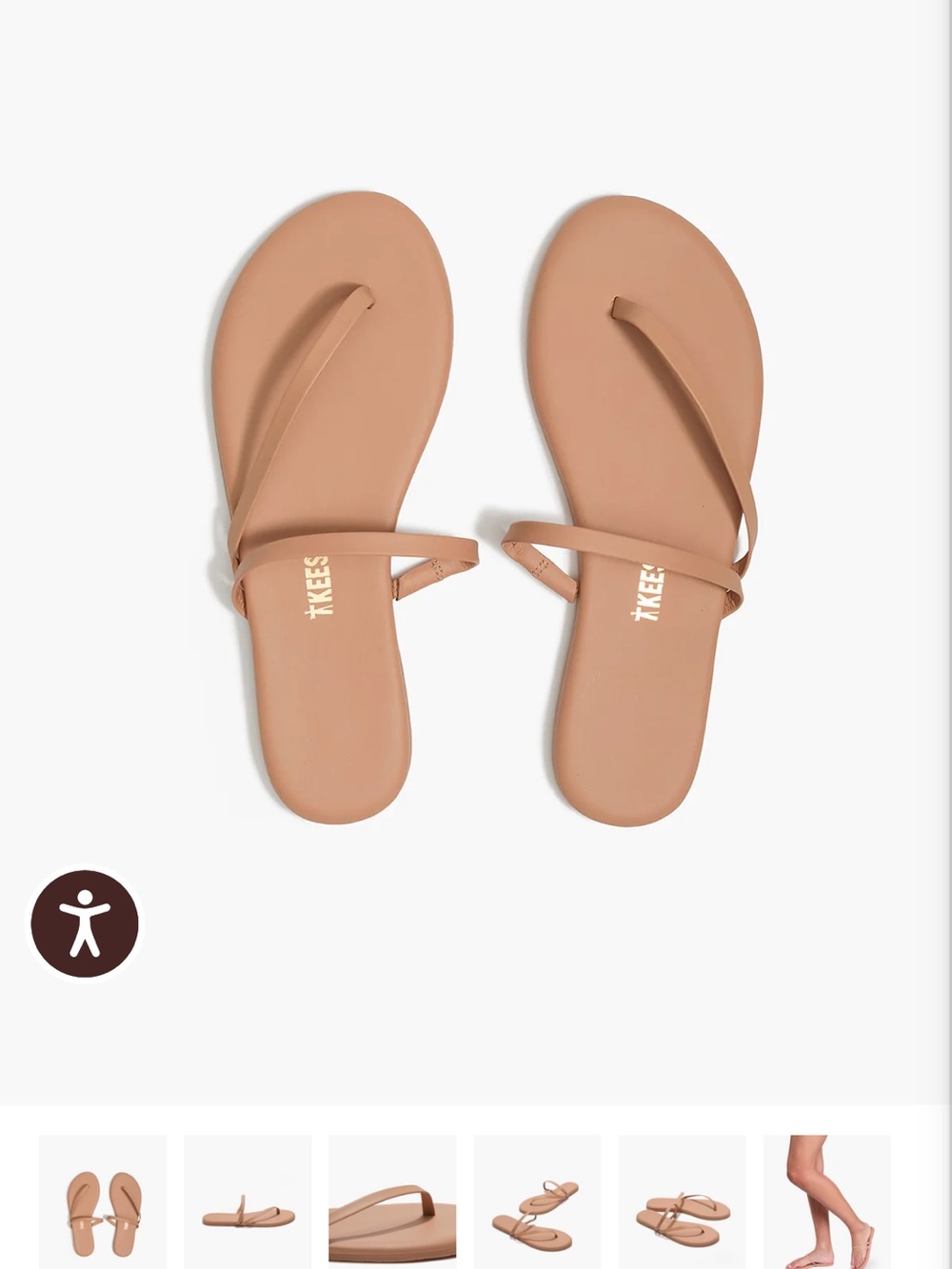 TKEES Thin Strap Slide Sandals in Nude/Tan sarit - Picture 2 of 4